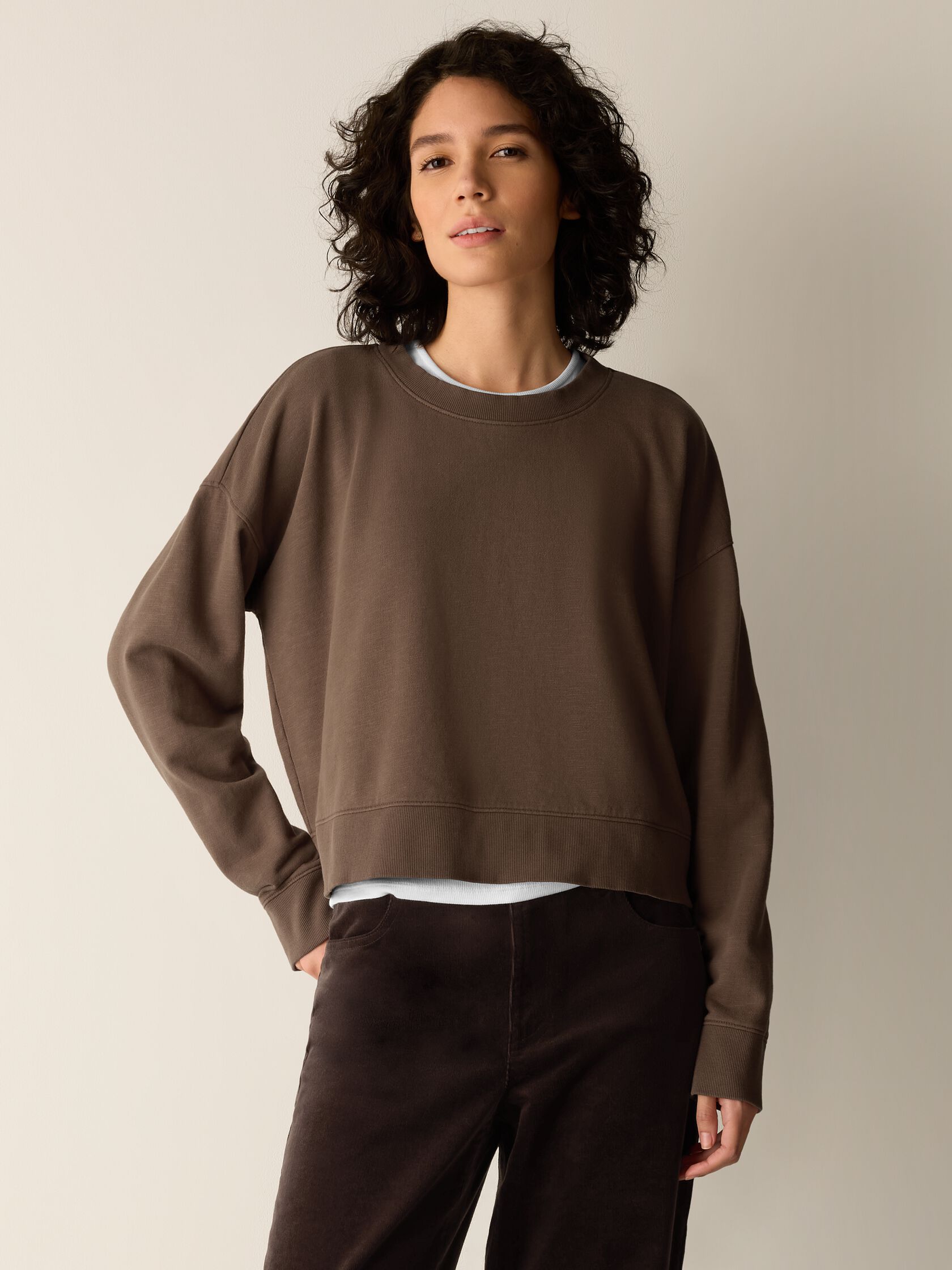 Garment-Dyed Organic Cotton Terry Cropped Box-Top