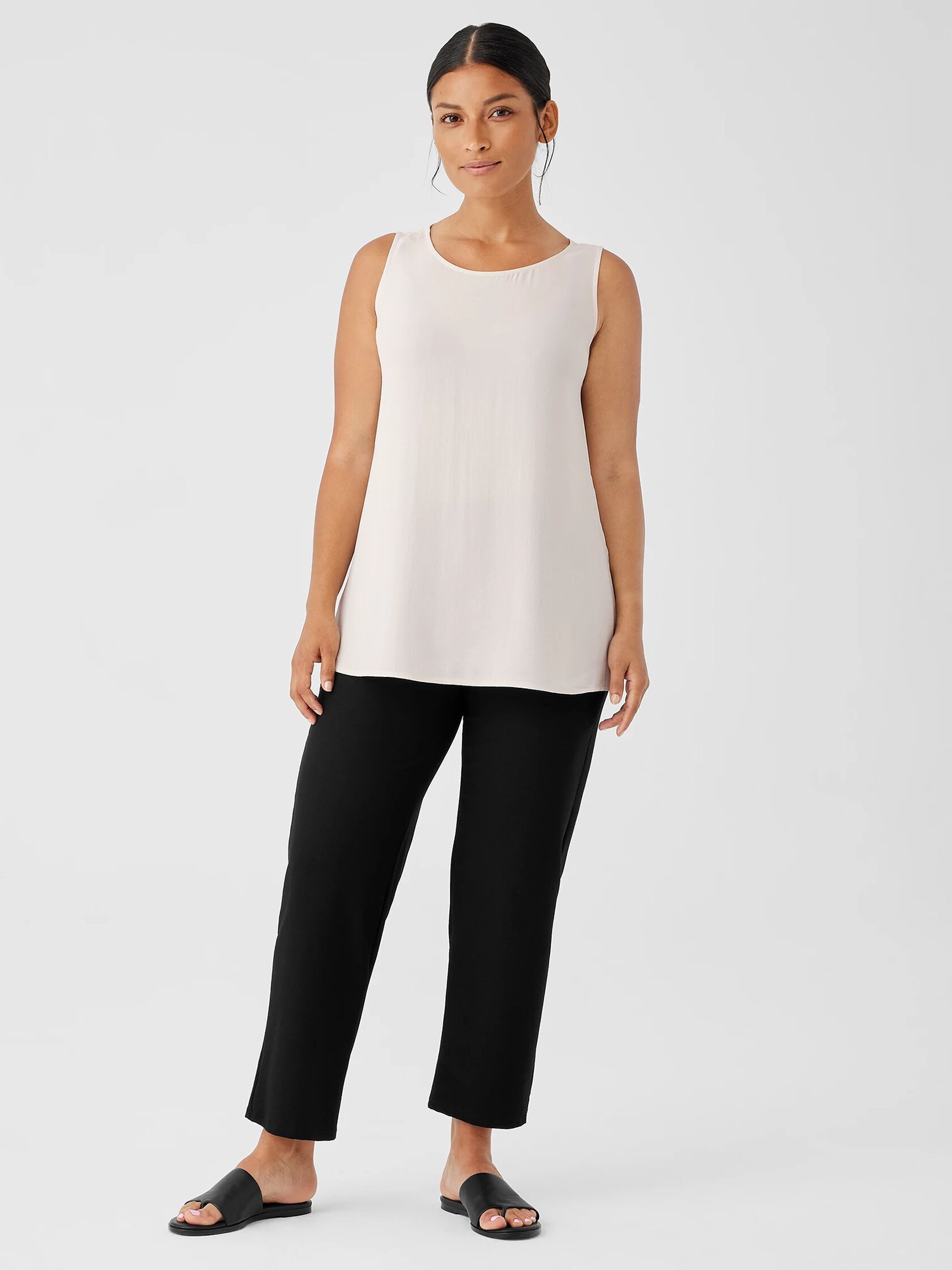 Washable Stretch Crepe Straight Pant