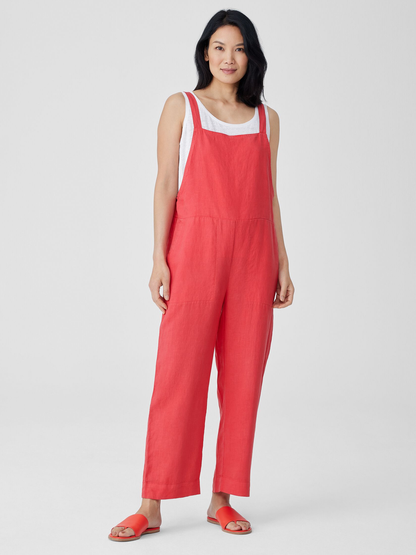Garment-Dyed Organic Linen Overalls