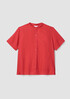 Organic Handkerchief Linen Band Collar Short-Sleeve Shirt