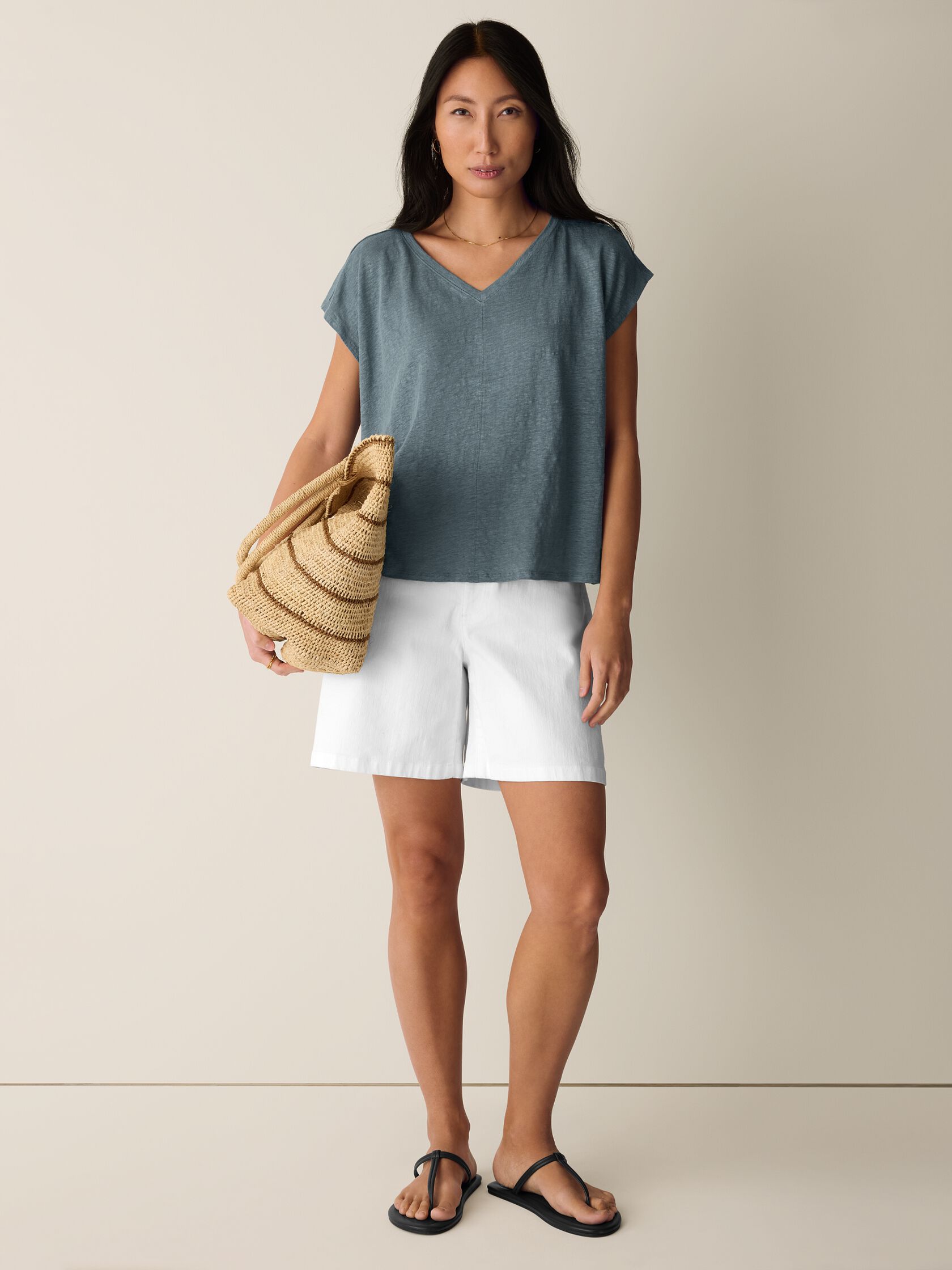 Organic Linen Jersey V-Neck Tee