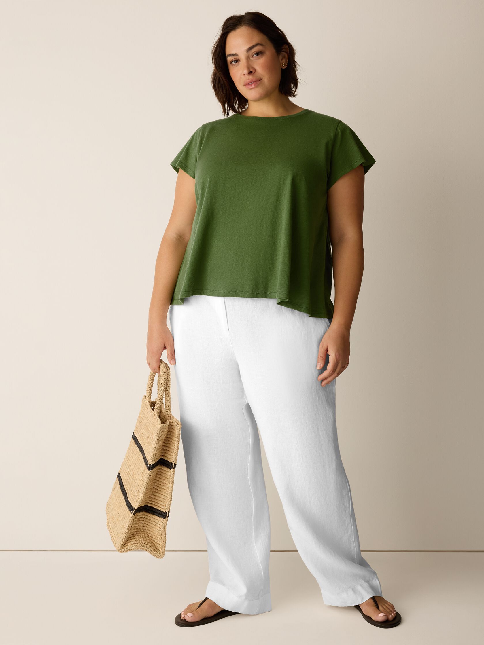 Organic Cotton Slubby Jersey Crew Neck Tee