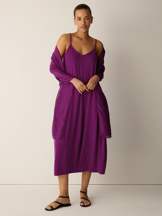 hemming jersey dress Asymmetrical Hem Jersey Dress - Close Fit Mock Neck, Windsor Wine