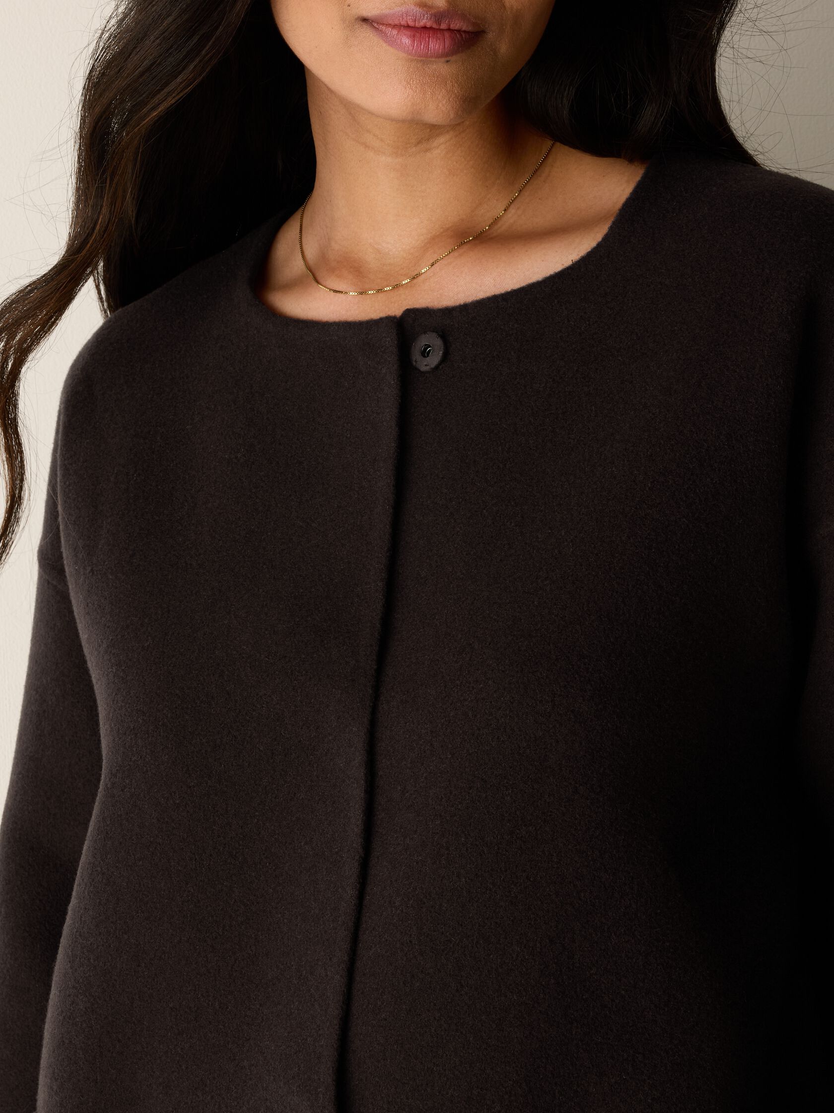 Doubleface Wool Cloud Round Neck Coat