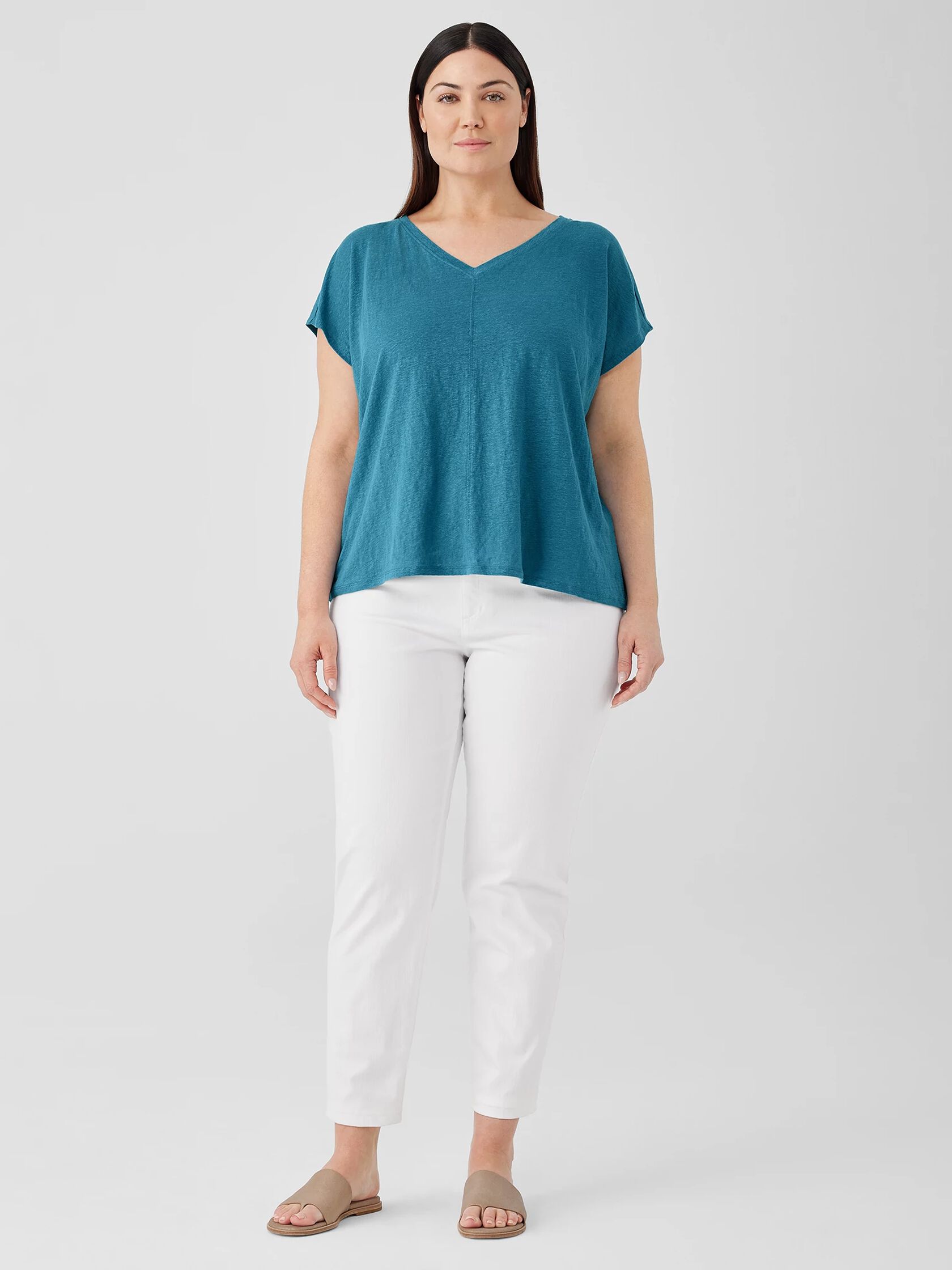 Organic Linen Jersey V-Neck Tee