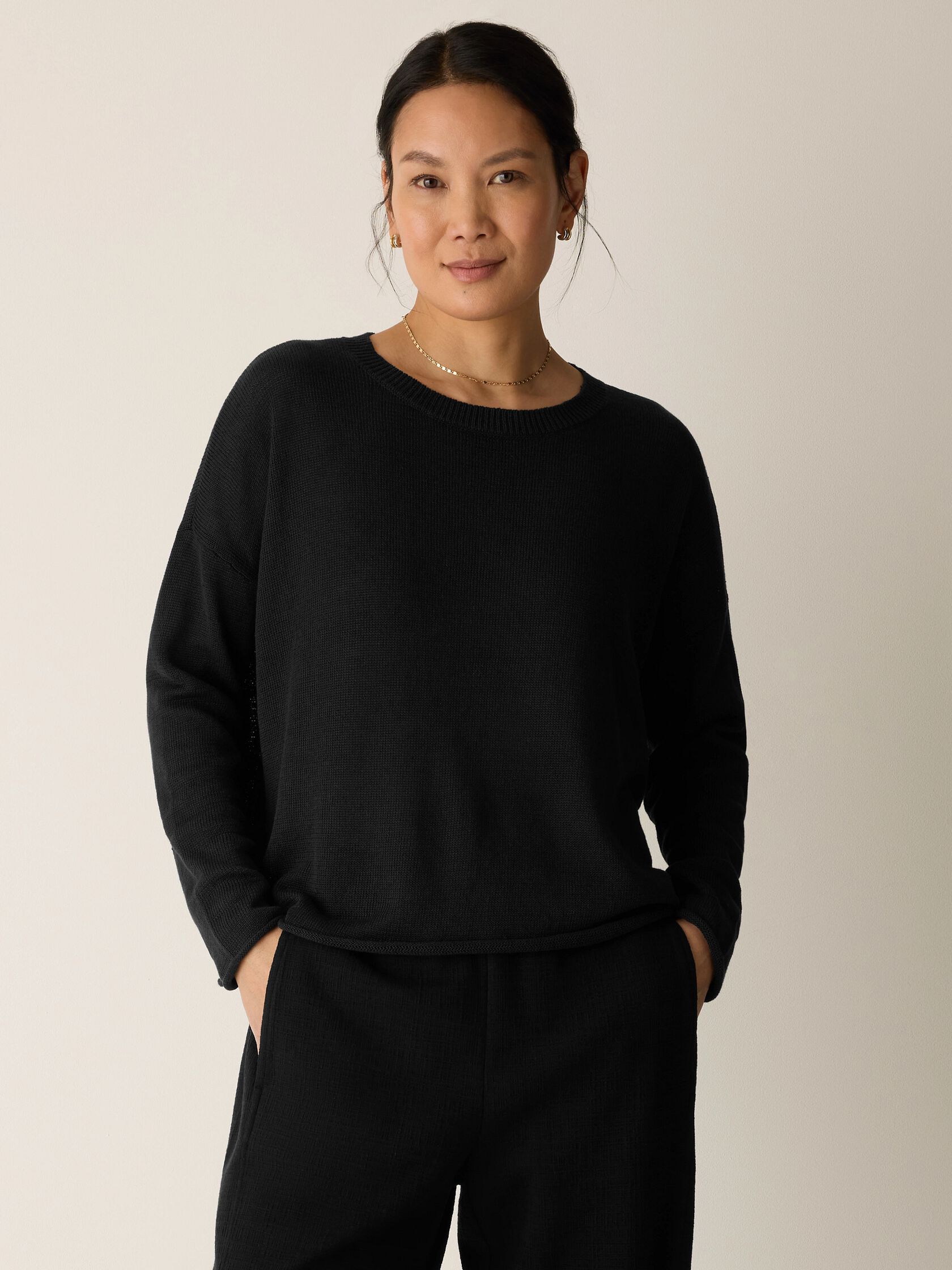 Organic Linen Cotton Crew Neck Top