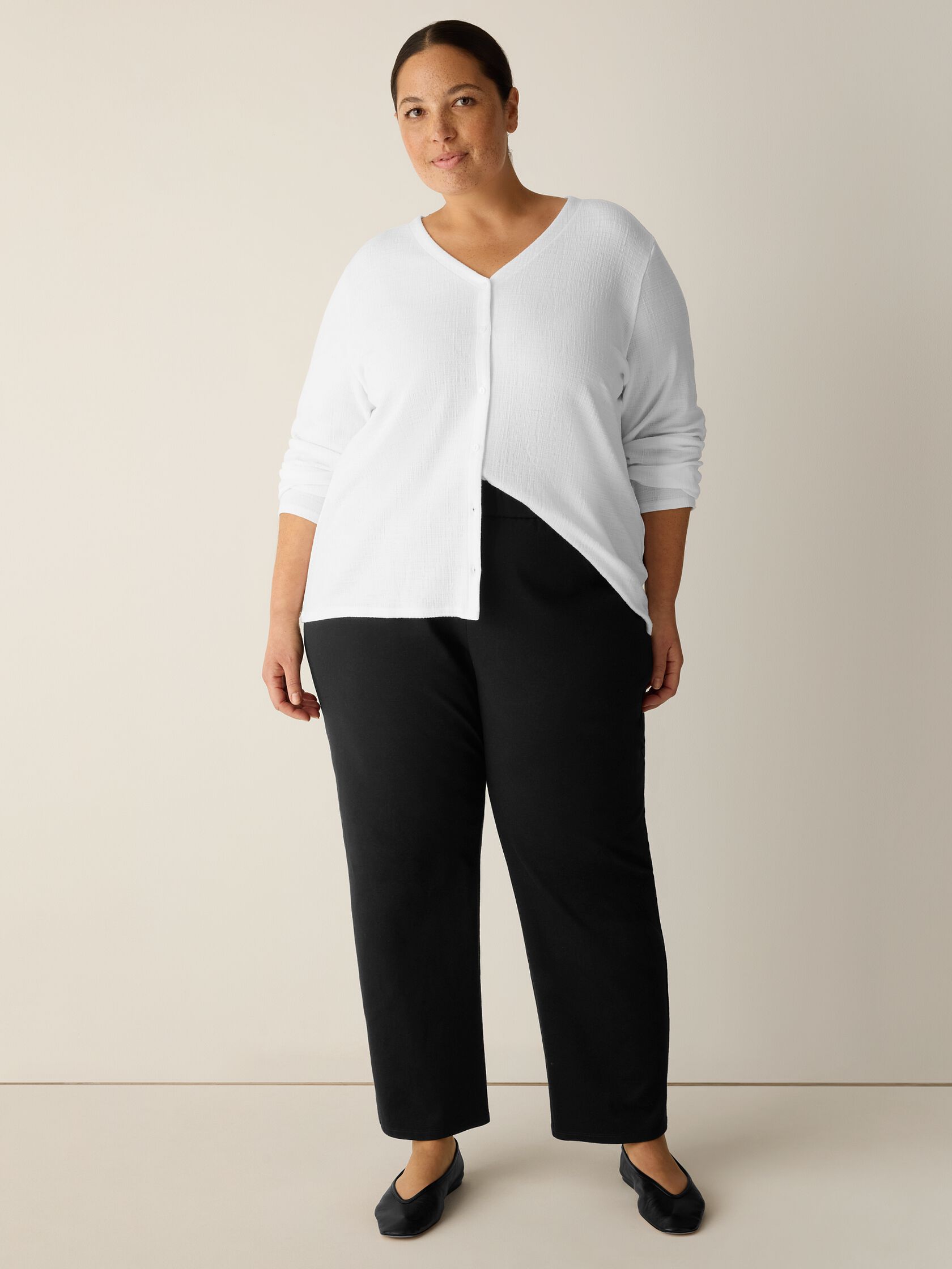 Cotton Blend Ponte Straight Pant