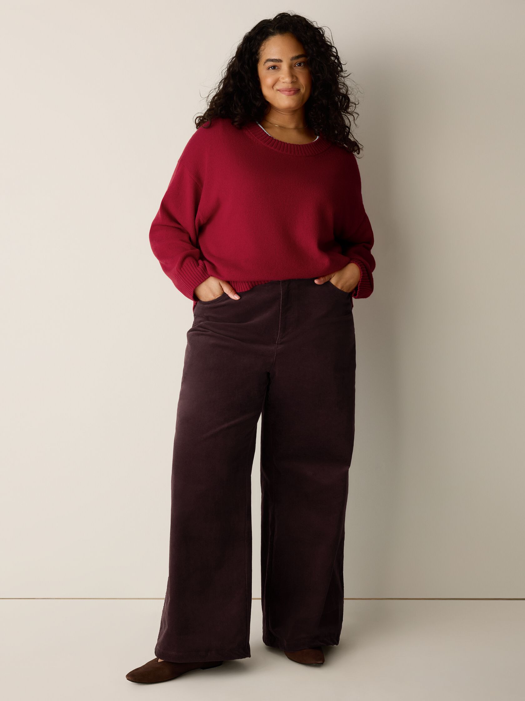 Cotton & Recycled Cashmere Crew Neck Top