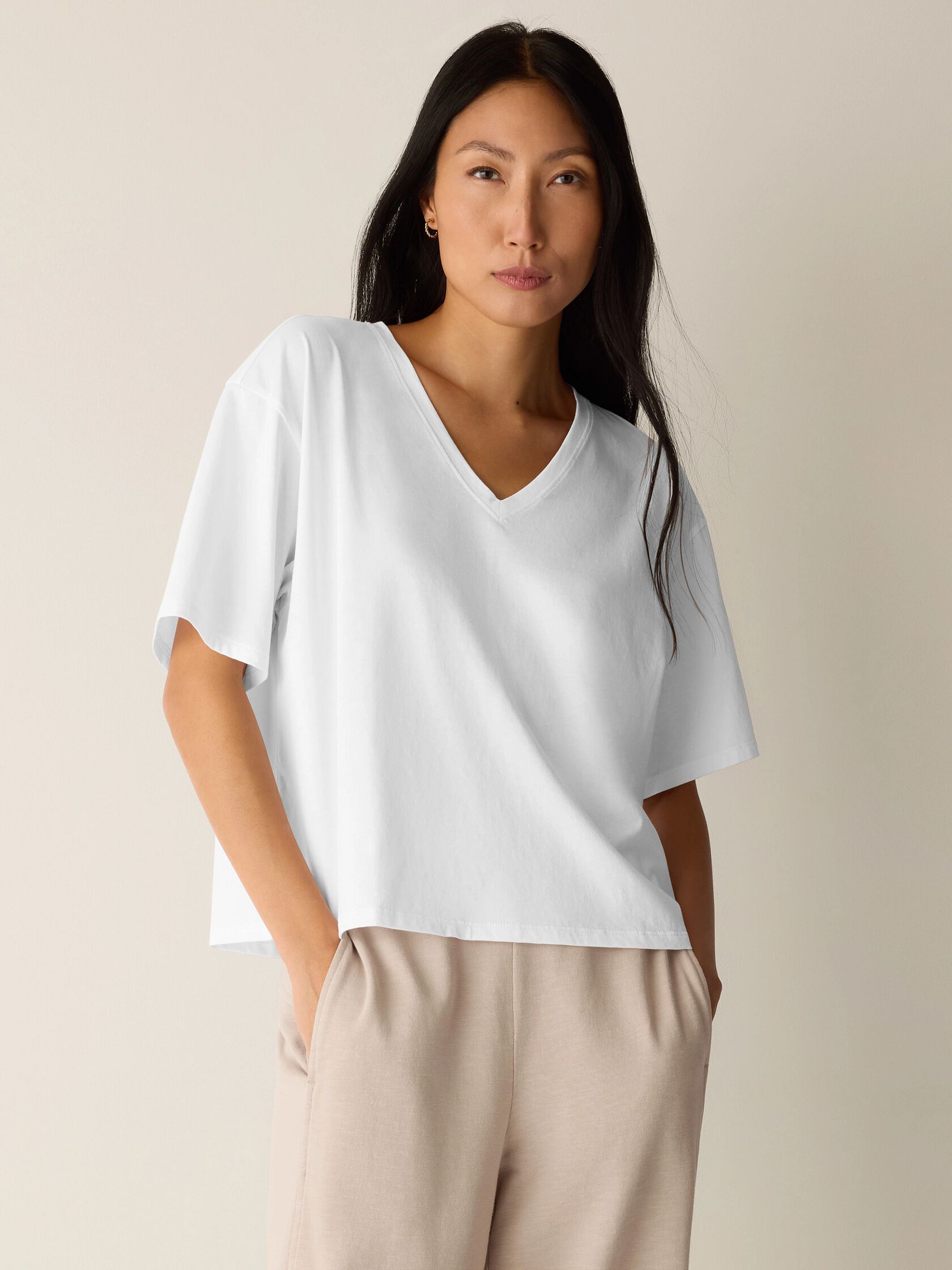Organic Pima Cotton Jersey V-Neck Tee
