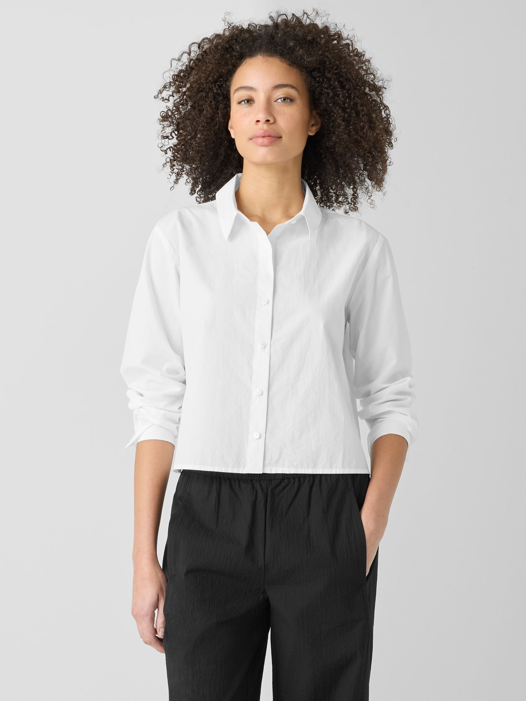 Washed Organic Cotton Poplin Classic Collar Short Shirt