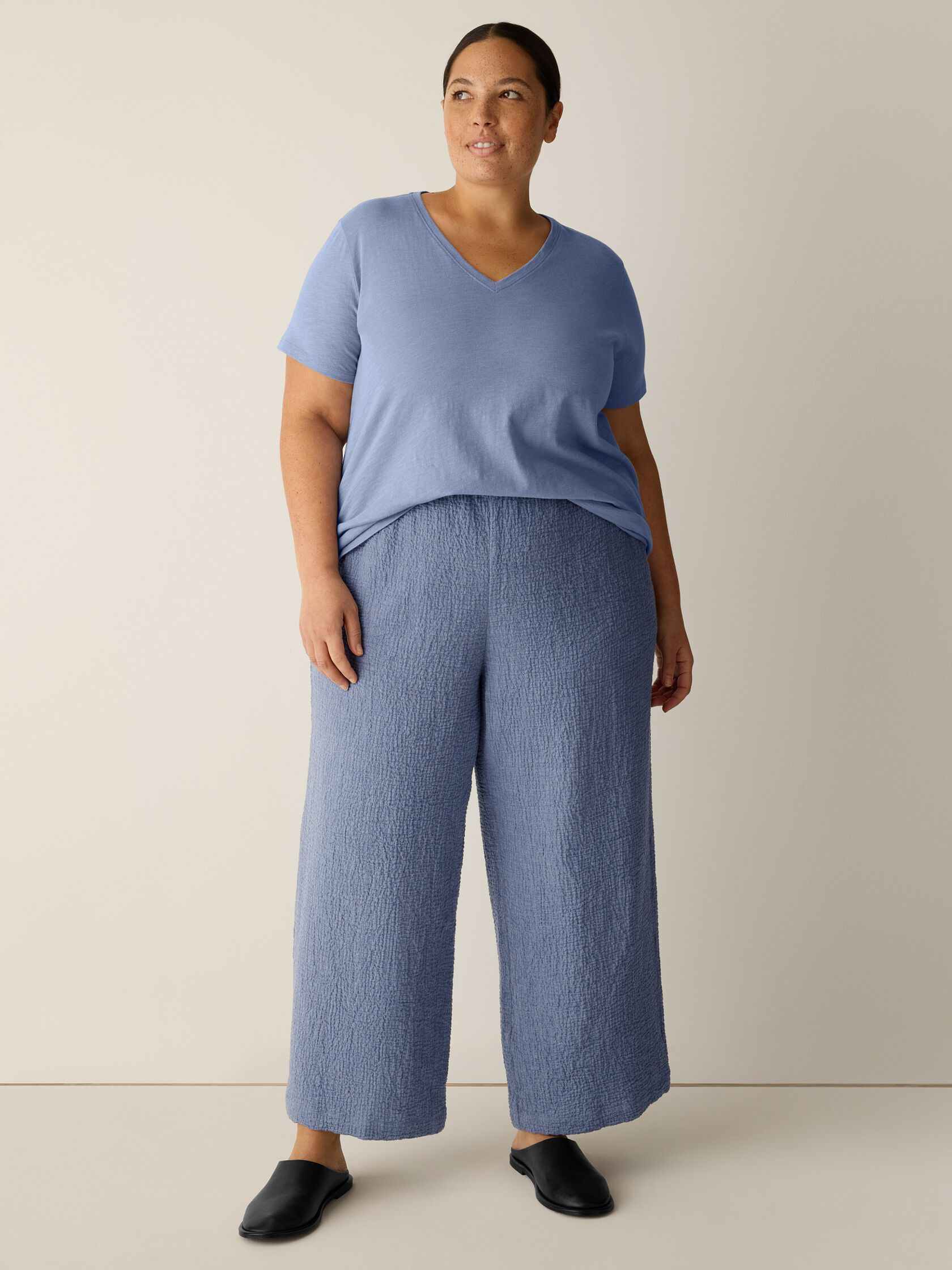 Organic Cotton Doubleweave Wide-Leg Pant