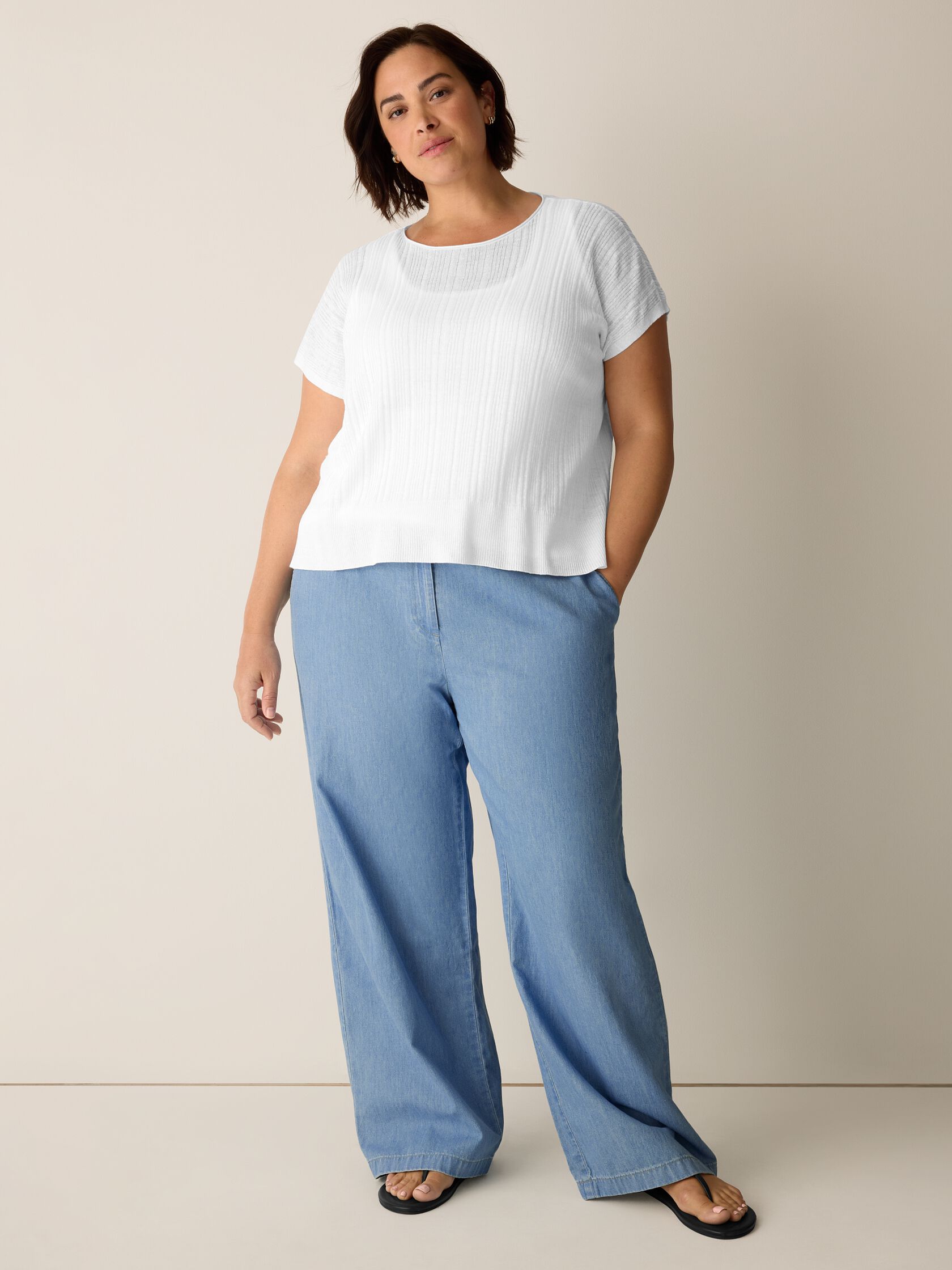 Organic Linen Cotton Crew Neck Top