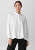 Washed Organic Cotton Poplin Band Collar Shirt