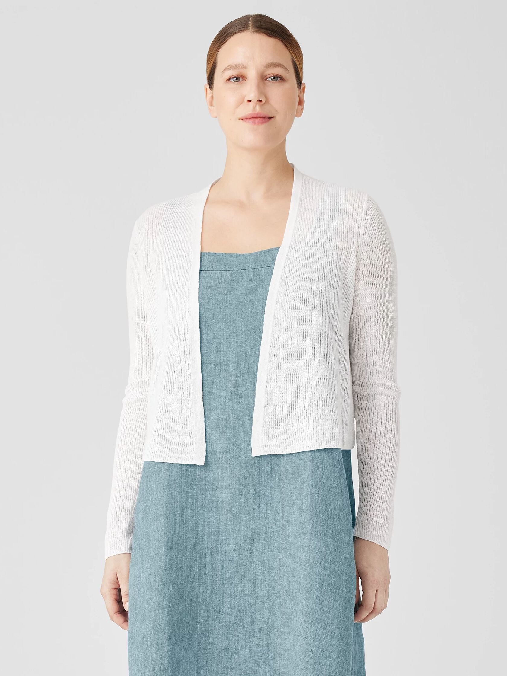 Organic Linen Cotton Airy Tuck Cropped Cardigan