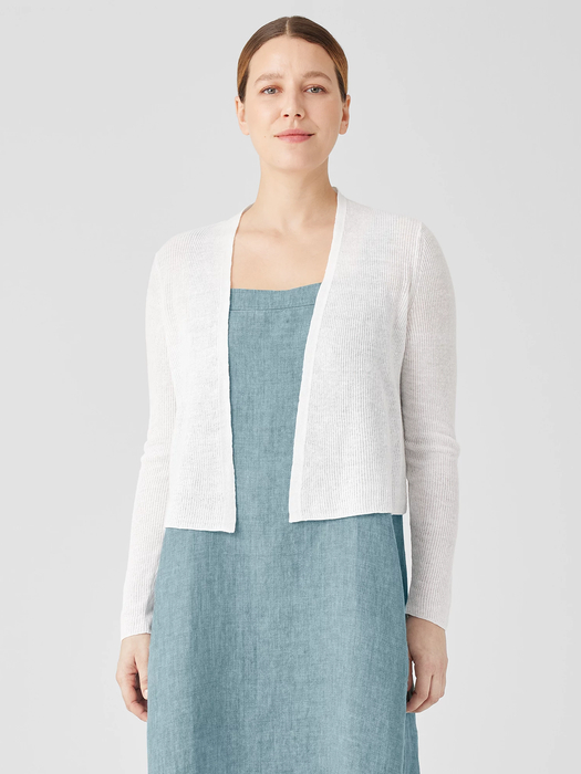 Organic Linen Cotton Airy Tuck Cropped Cardigan