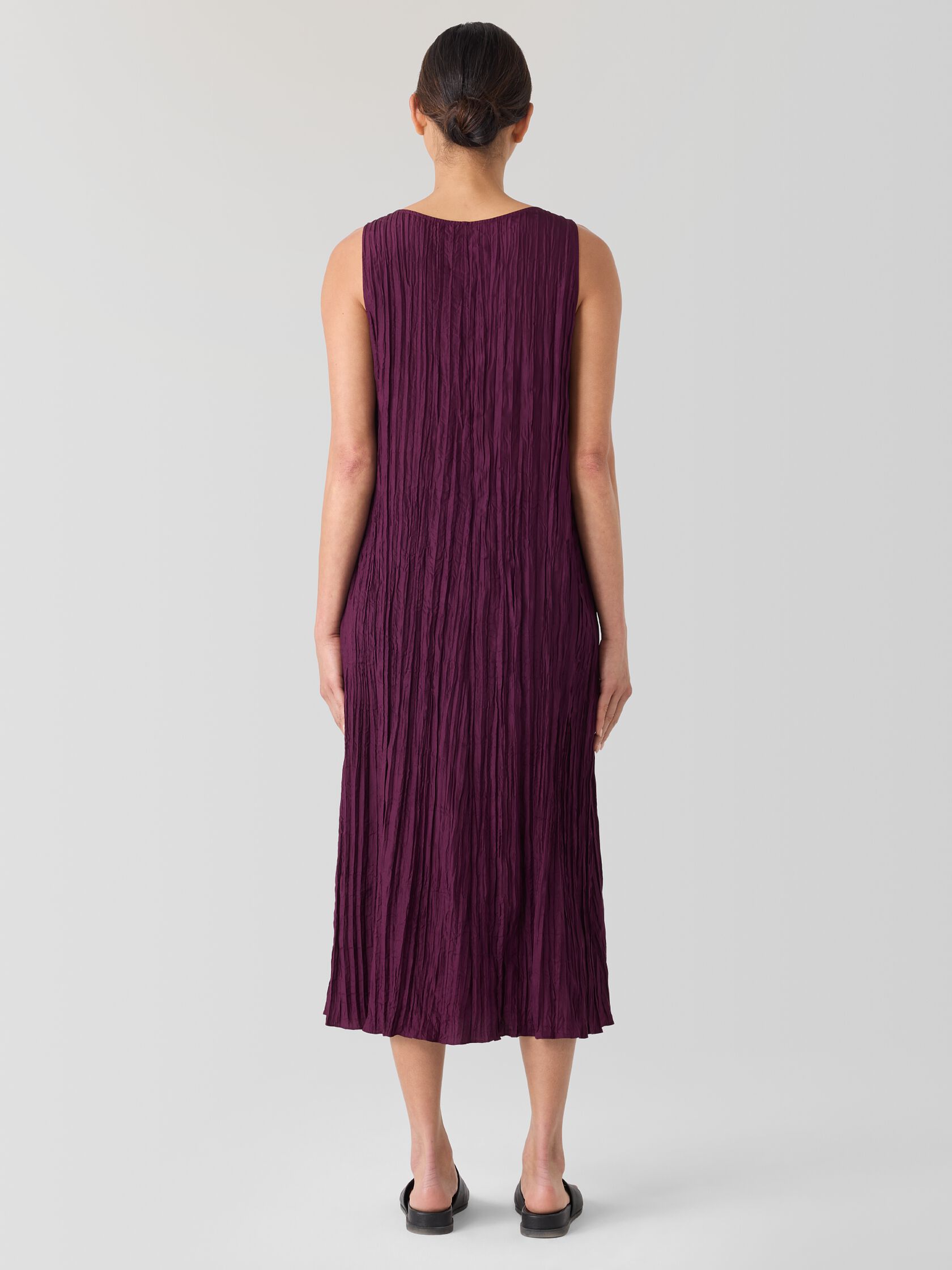 Crushed Silk V-Neck Dress