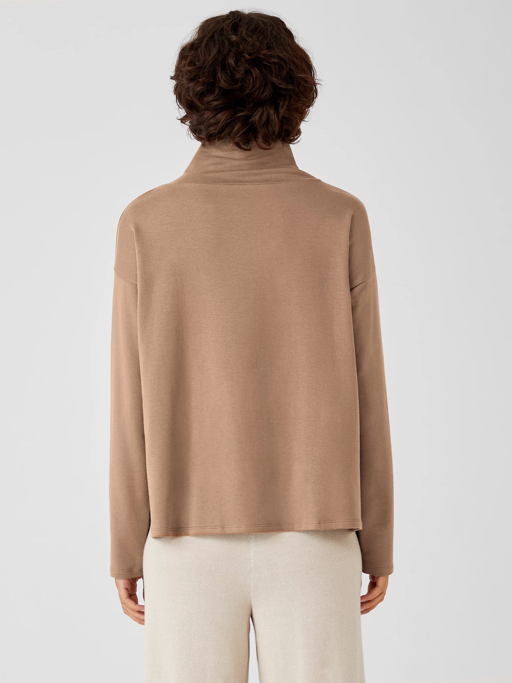 Cozy Brushed Terry Funnel Neck Box-Top