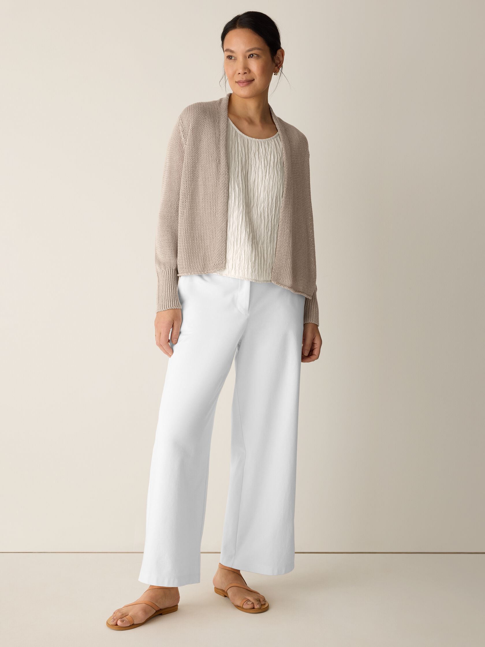 Organic Linen Cotton Cropped Cardigan