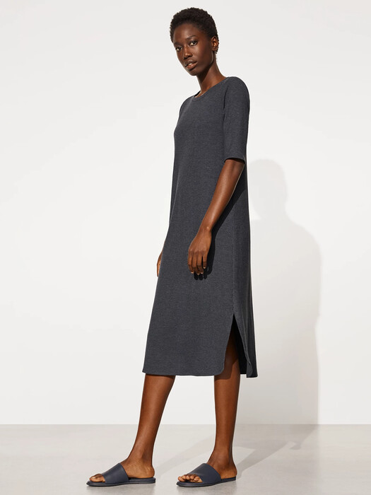 eileen fisher long sleeve rib dress Eileen Fisher Long Sleeve Jersey Shift Dress in Black at Nordstrom, Size Xx-Small