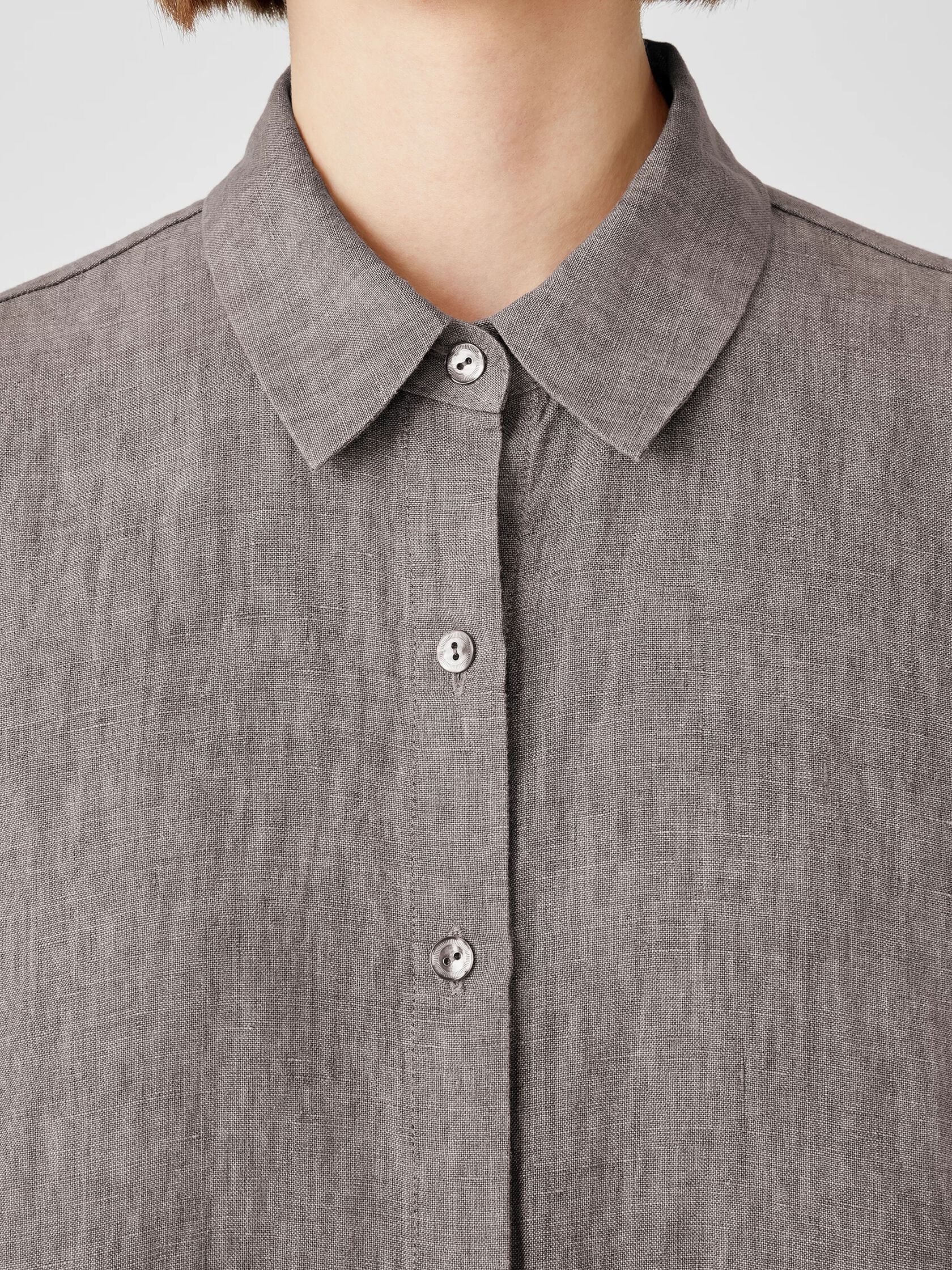 Washed Organic Linen Delave Long Shirt