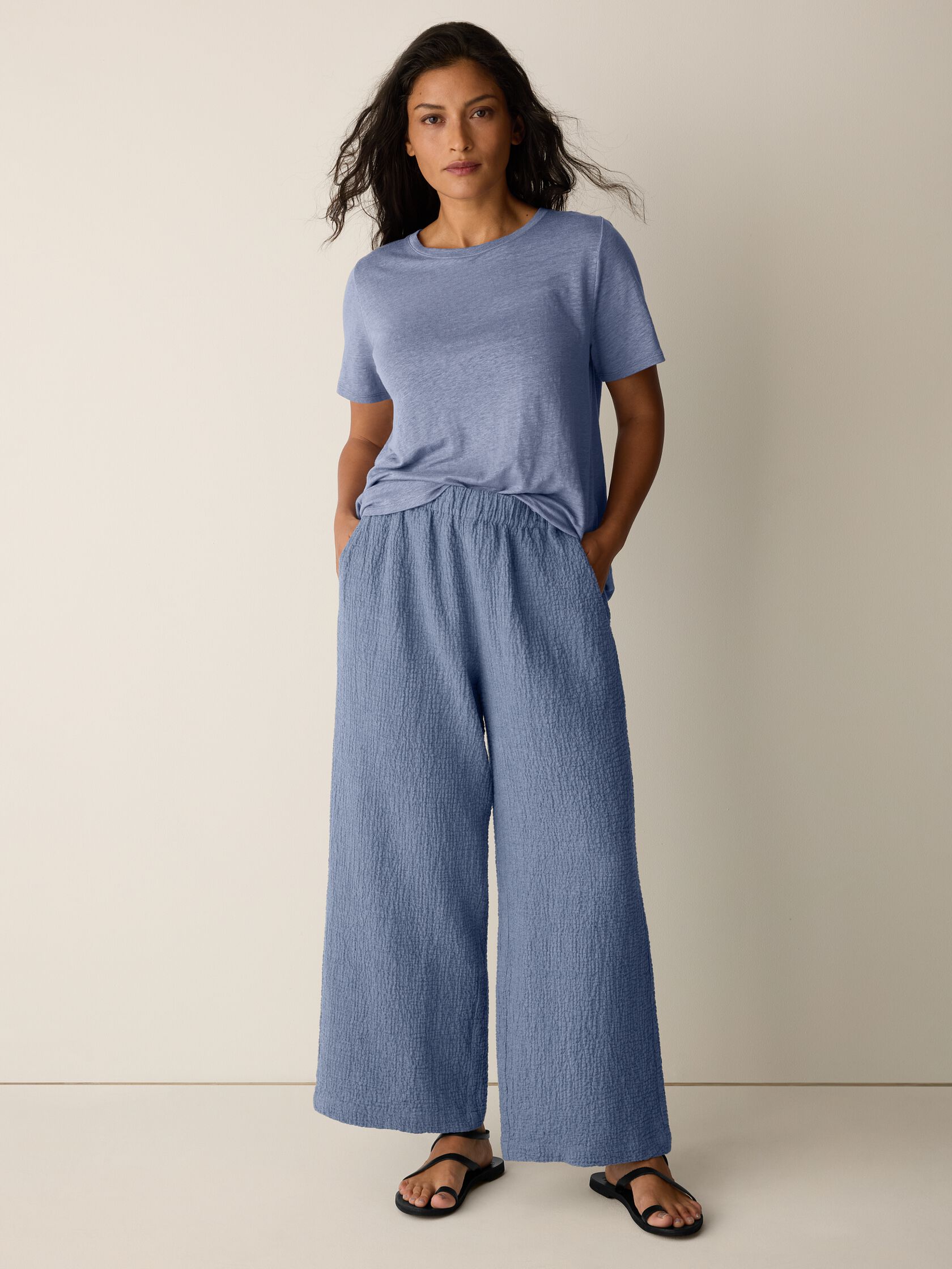 Organic Cotton Doubleweave Wide-Leg Pant