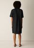 Puckered Organic Linen Grid Classic Collar Dress