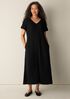 Silk Georgette Crepe V-Neck Dress