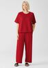 Organic Cotton Slubby Rib Knit Elbow-Sleeve Top