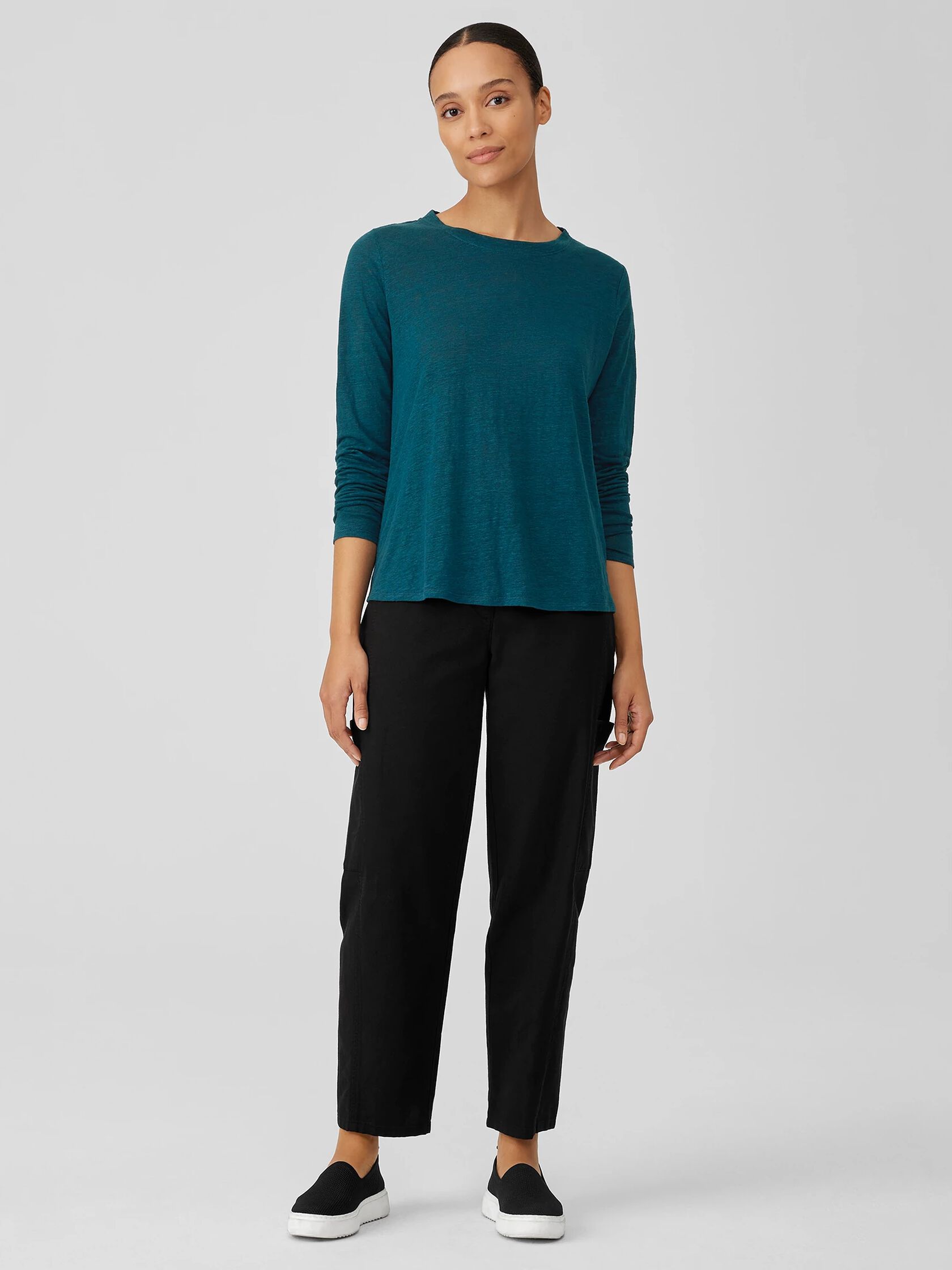 Organic Linen Jersey Crew Neck Top