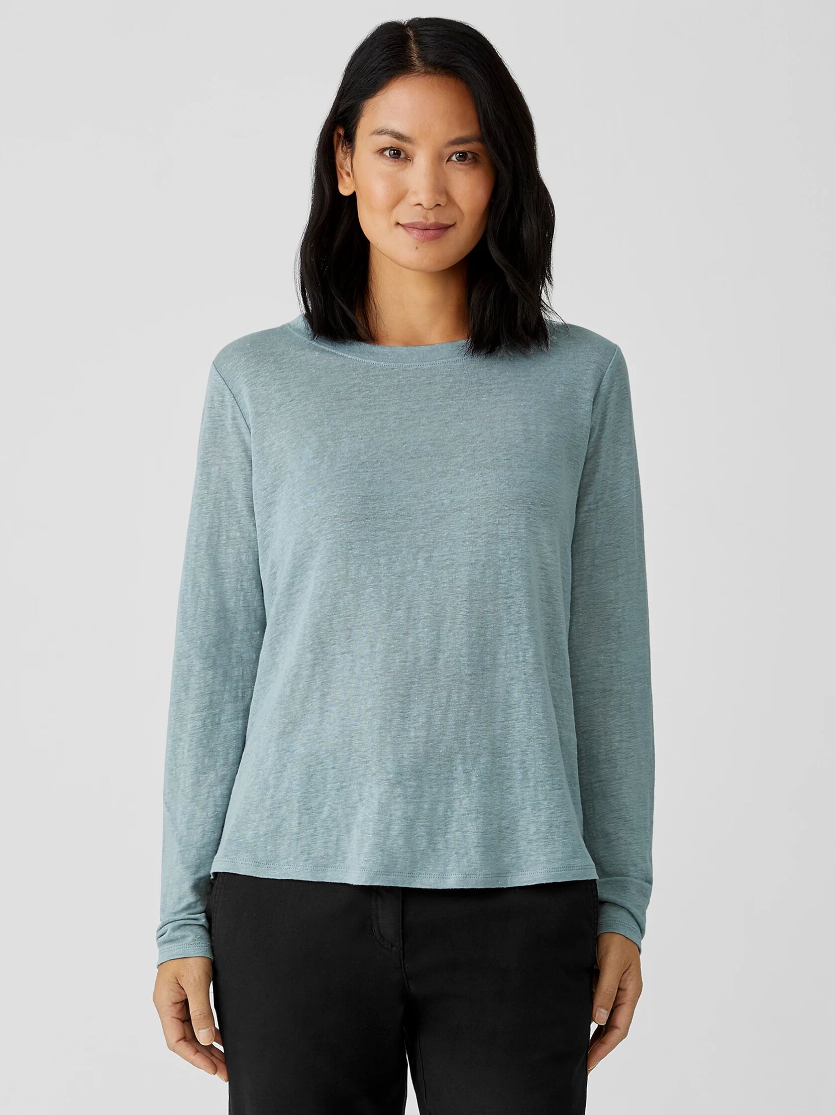 Organic Linen Jersey Crew Neck Top