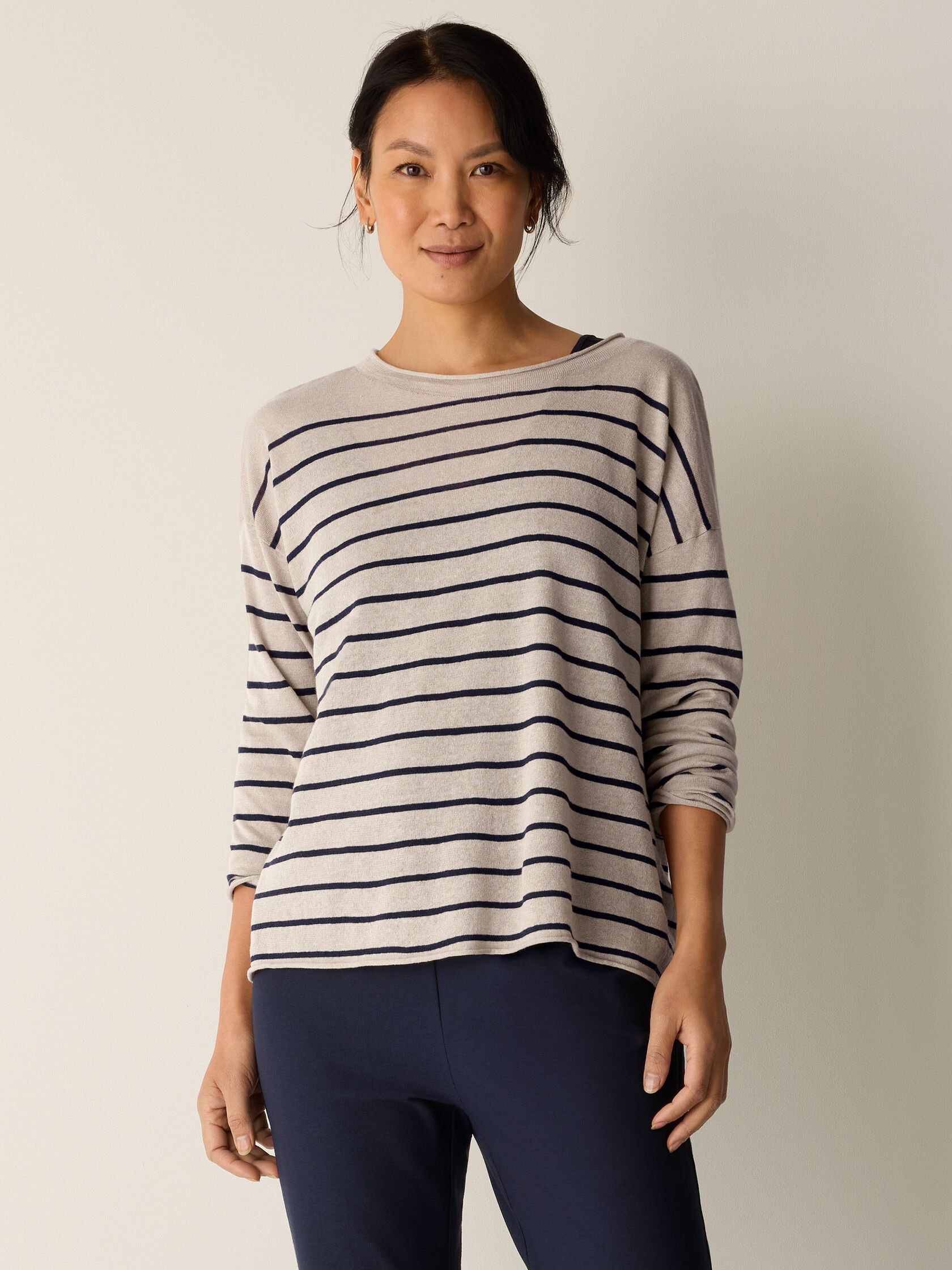 Organic Linen Cotton Jewel Neck Top