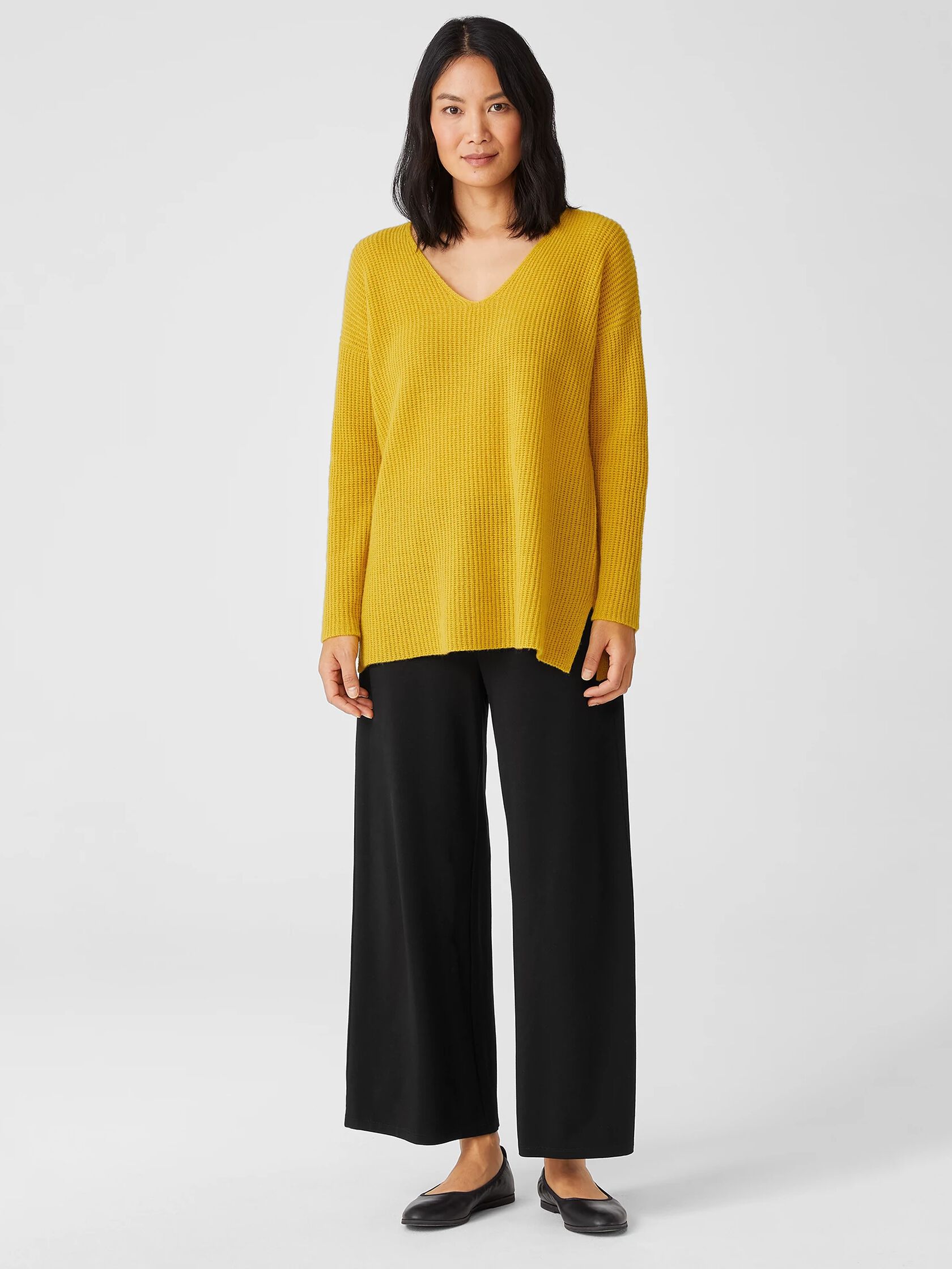 Italian Cashmere V-Neck Long Top