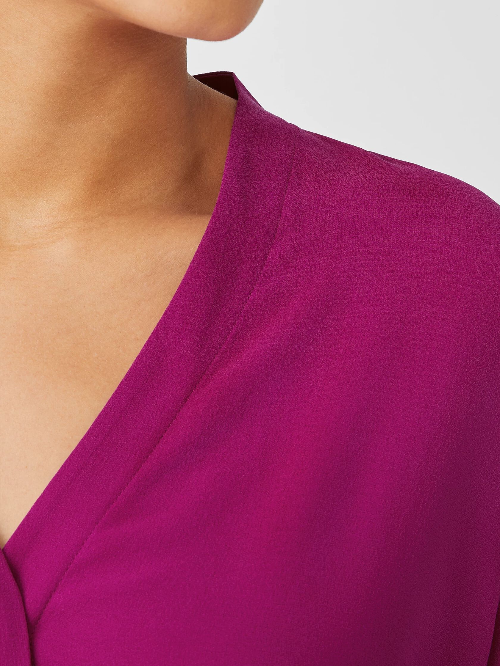 Silk Georgette Crepe V-Neck Shirt