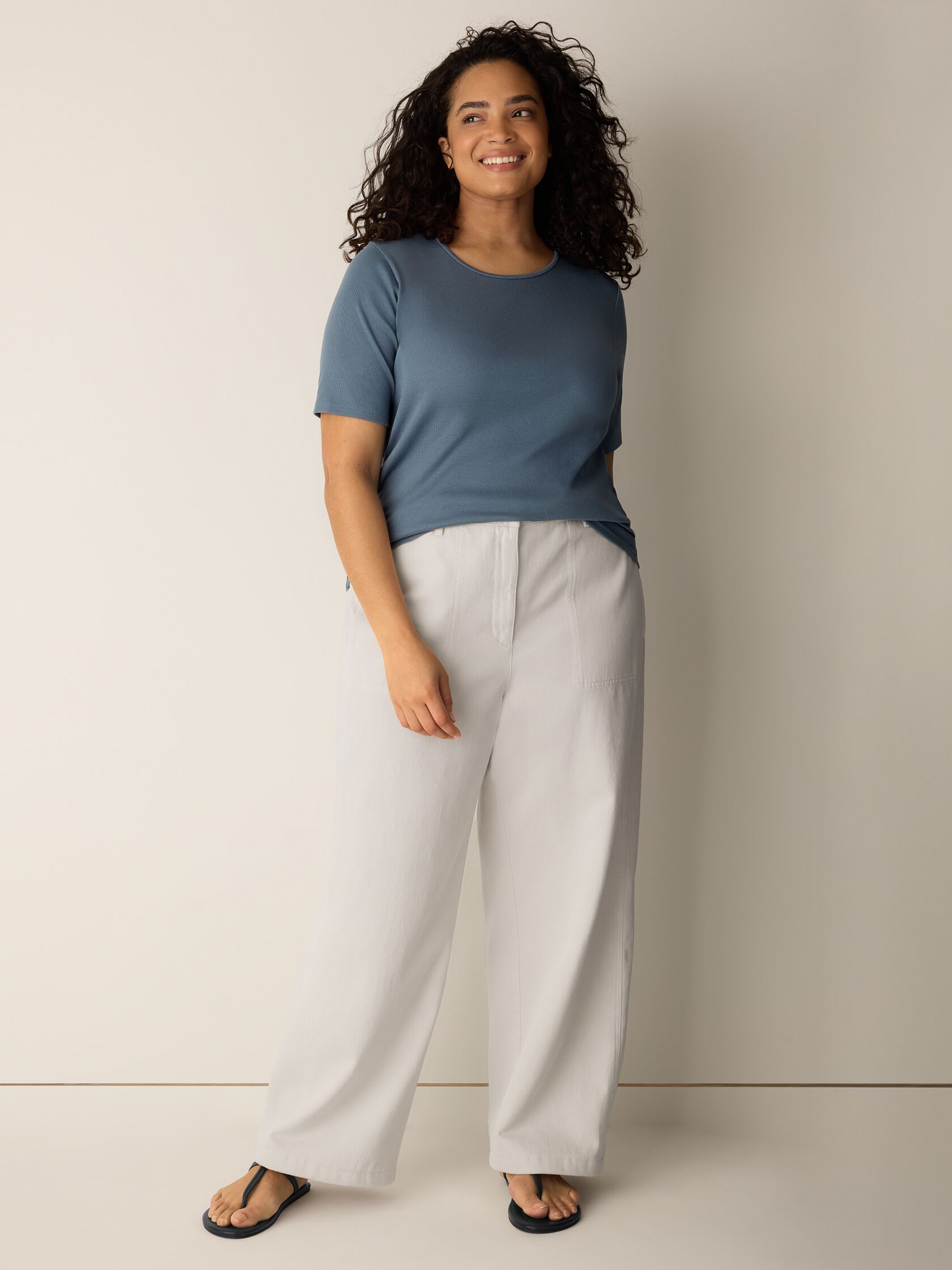 Organic Cotton Stretch Rib Crew Neck Tee