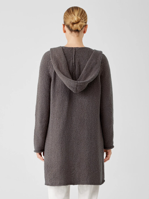 Peruvian Organic Cotton Crimp Hooded Cardigan