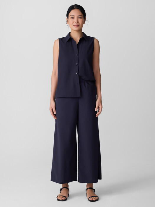 Washed Organic Cotton Poplin Wide-Leg Pant