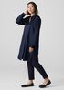 Stretch Silk Charmeuse Band Collar Long Shirt