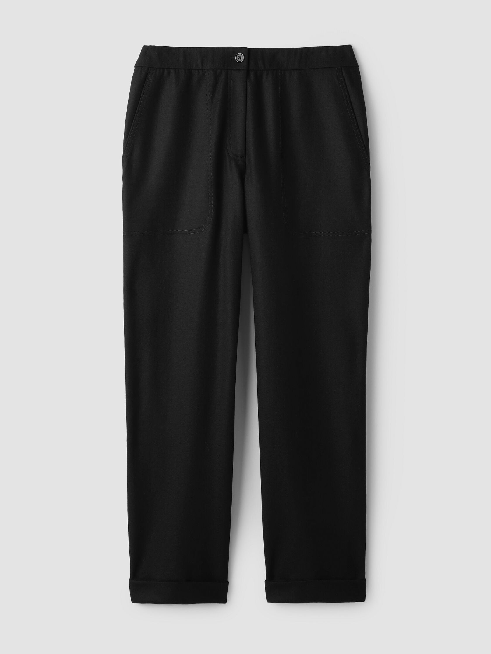 Felted Wool Jersey Straight Cuffed Pant&nbsp;in Regenerative Wool