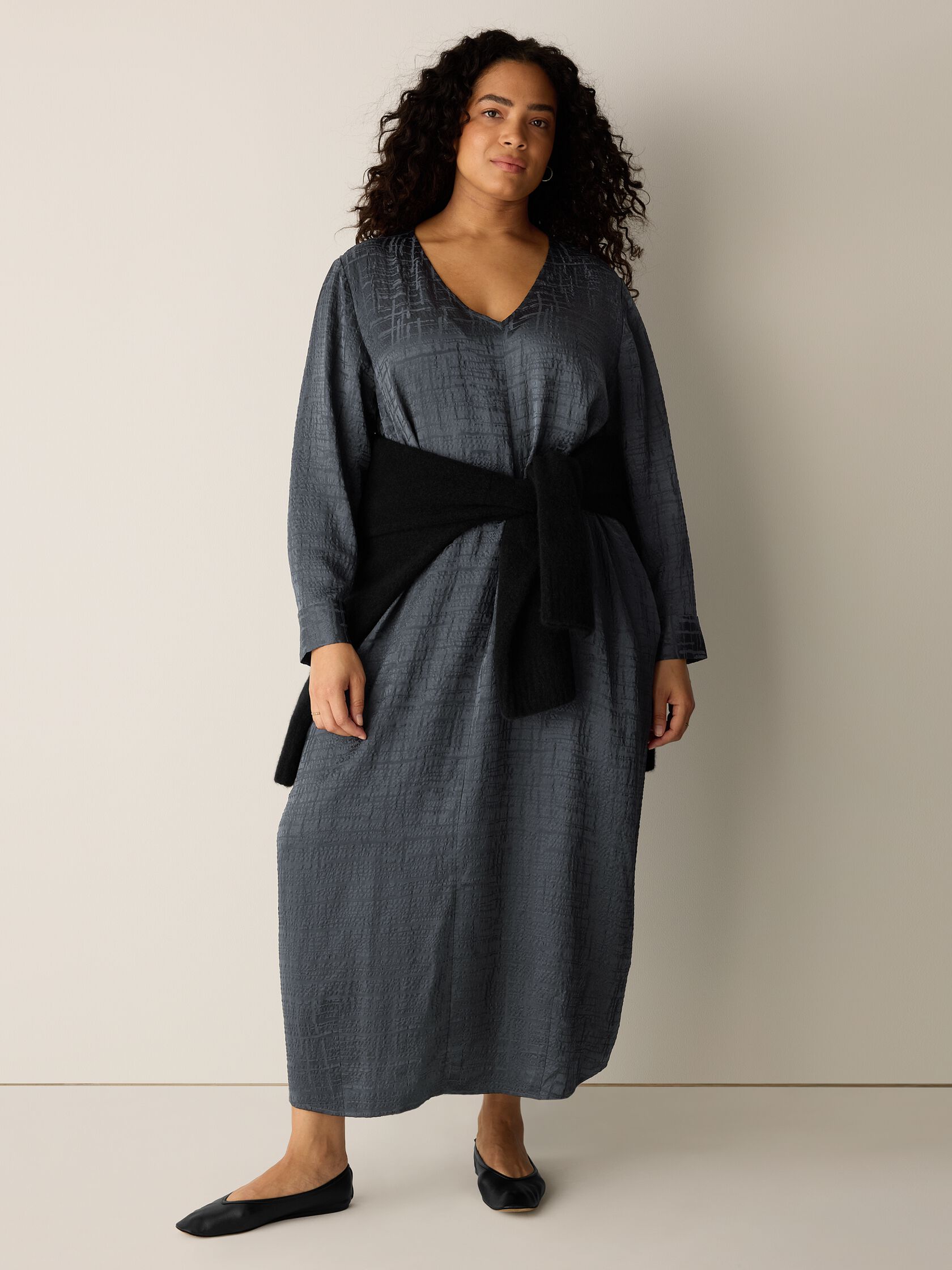 Dimensional Silk Jacquard Oval Dress
