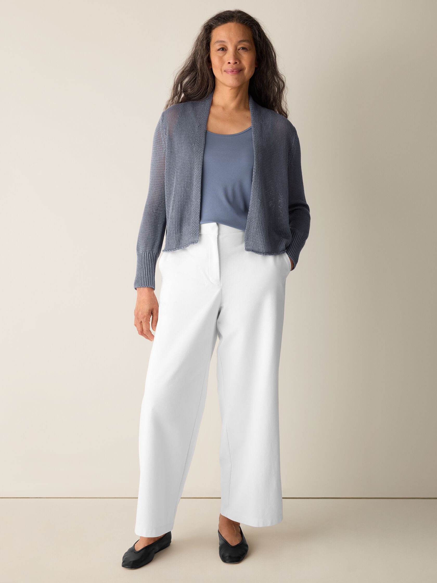 Organic Linen Cotton Cropped Cardigan