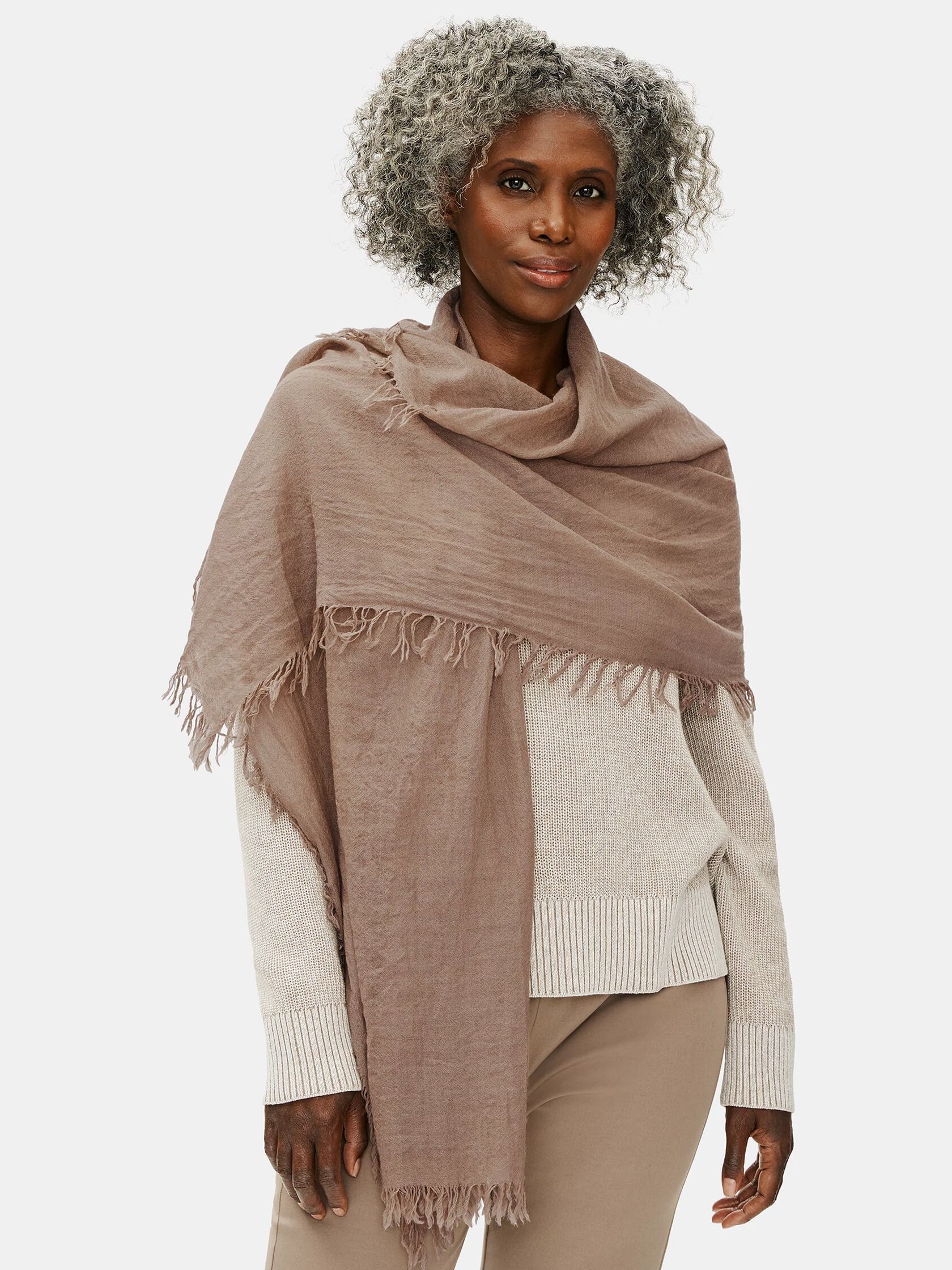 Washed Wool Silk Cashmere Scarf