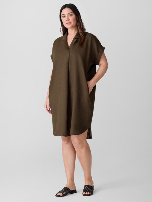 Organic Linen Notch Collar Dress