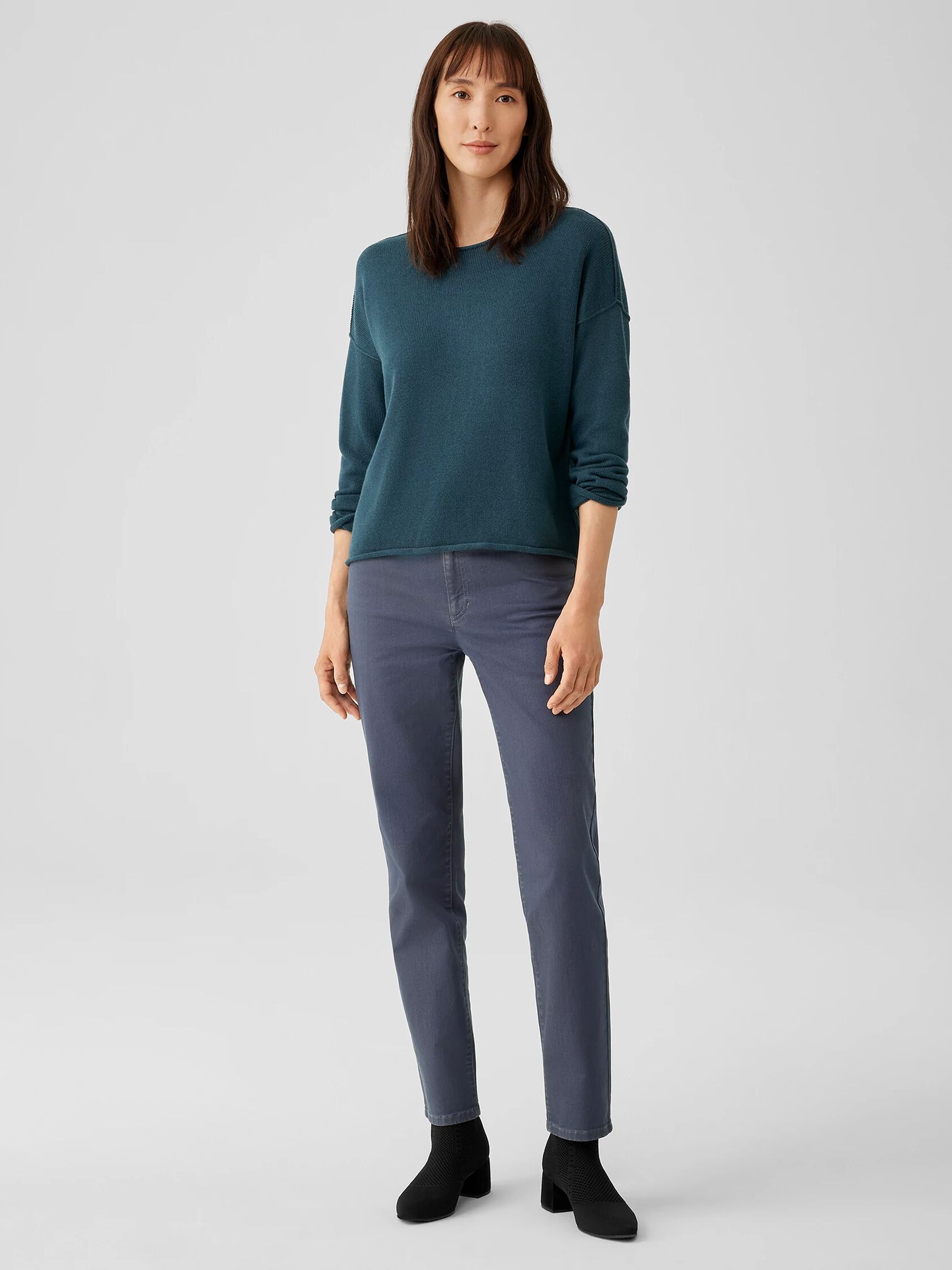 Peruvian Cotton Blend Crew Neck Top