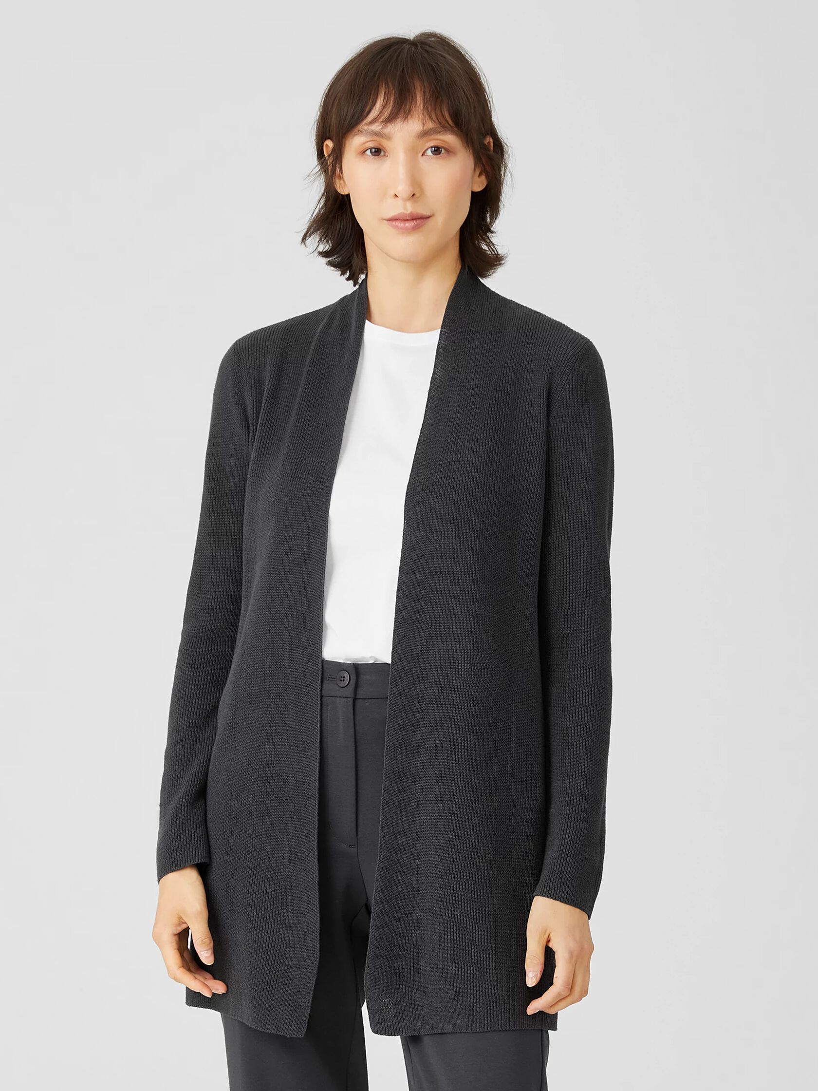 Organic Cotton Linen Long Cardigan | EILEEN FISHER