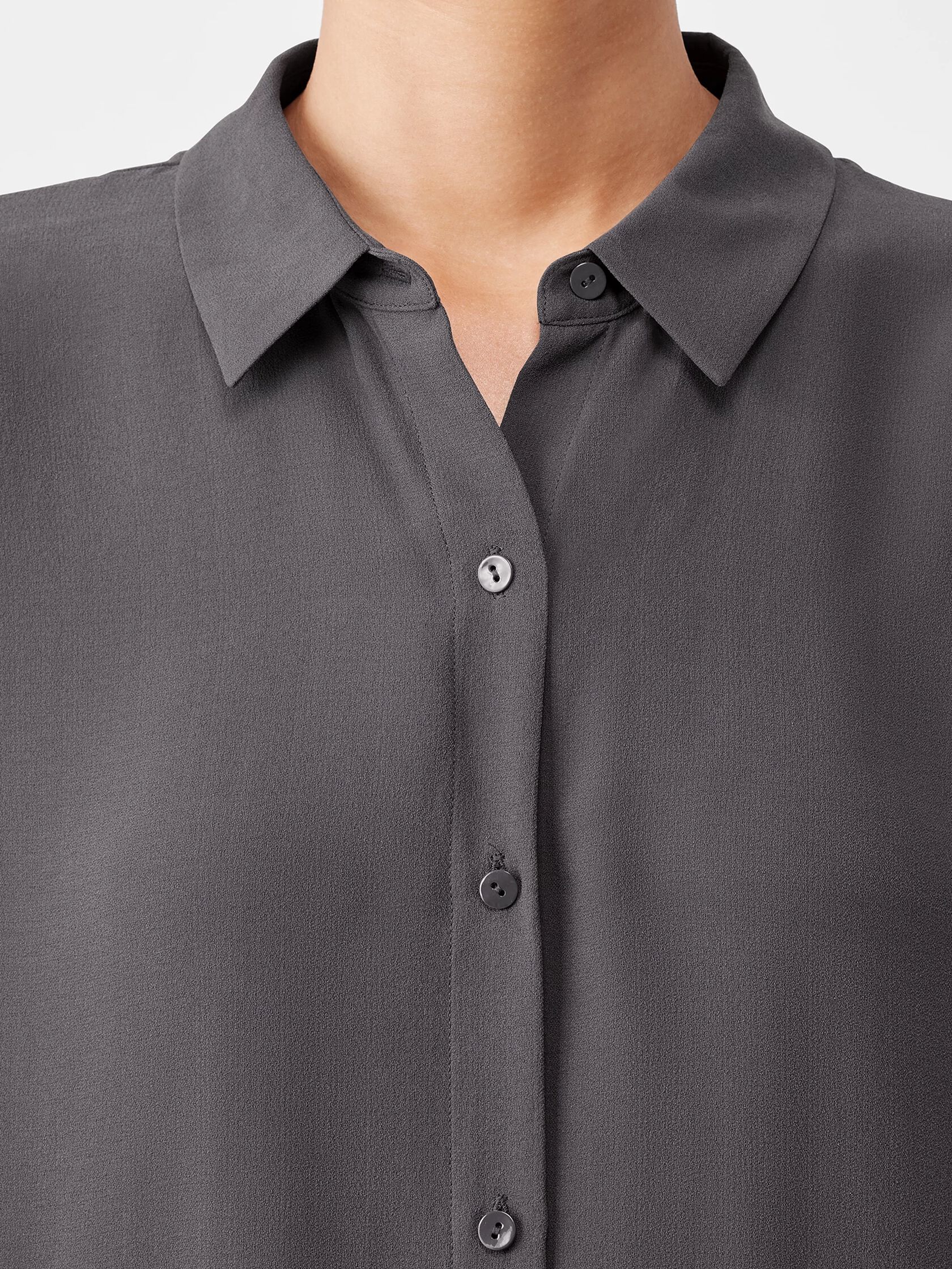 Silk Georgette Crepe Classic Collar Shirt