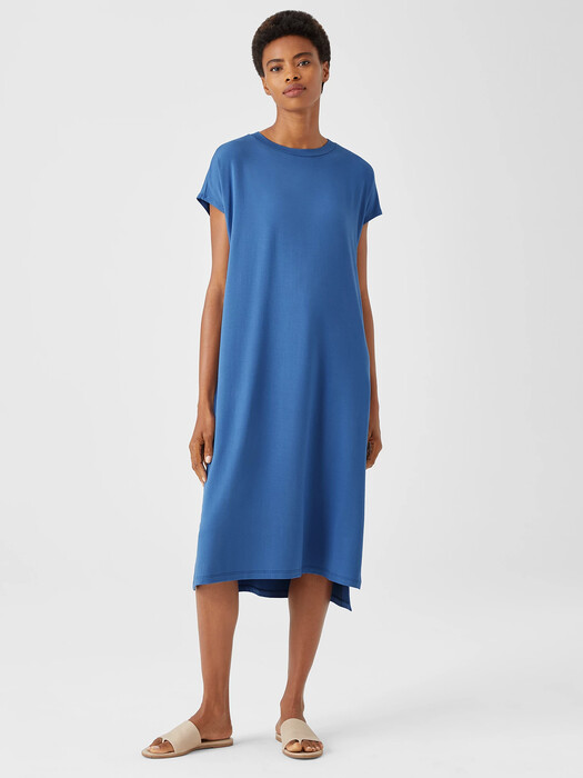 eileen fisher viscose jersey three quarter sleeve v neck dress Eileen Fisher Dress Womens PS Black Jersey 3/4 Sleeve V-Neck Viscose Blend NWOT