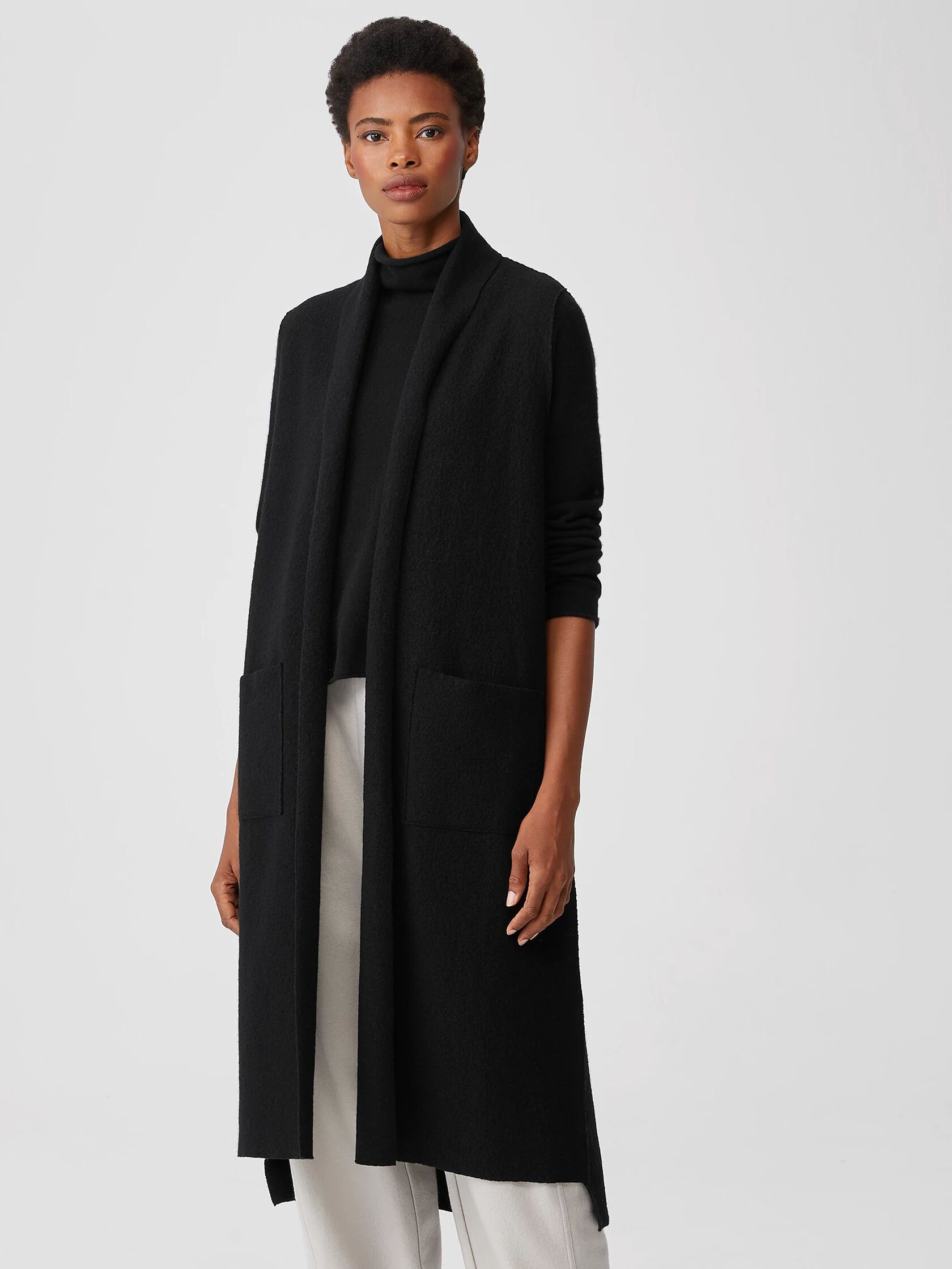 Lightweight Boiled Wool Long Vest in Responsible Wool