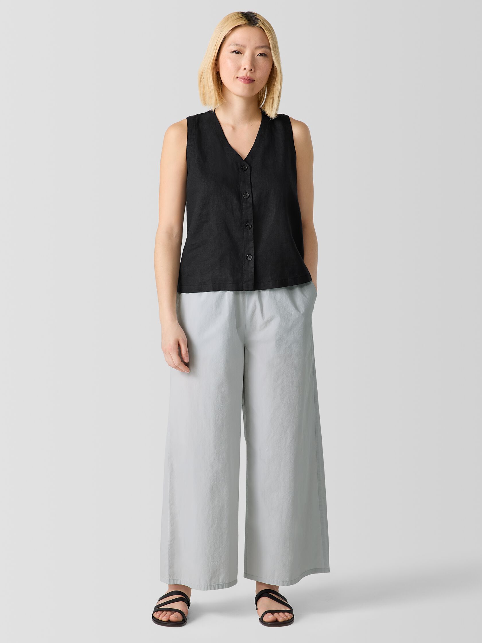 Washed Organic Cotton Poplin Wide-Leg Pant