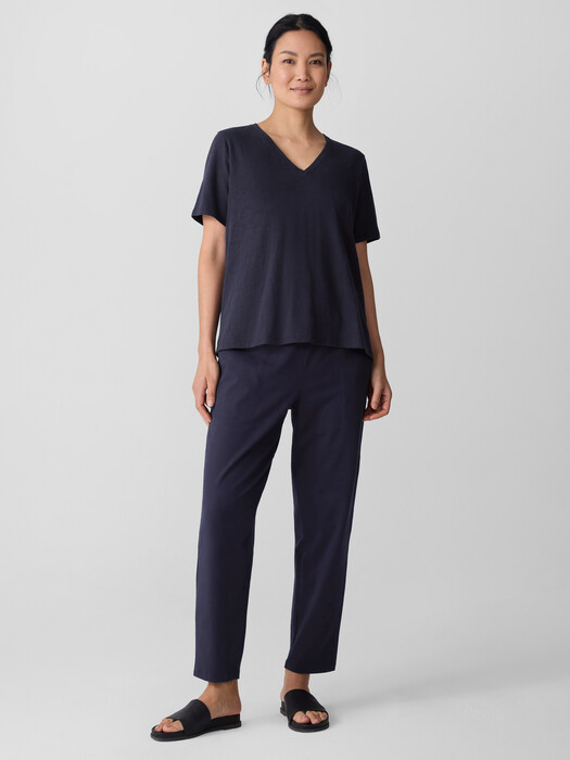 Organic Cotton Slubby Jersey V-Neck Tee