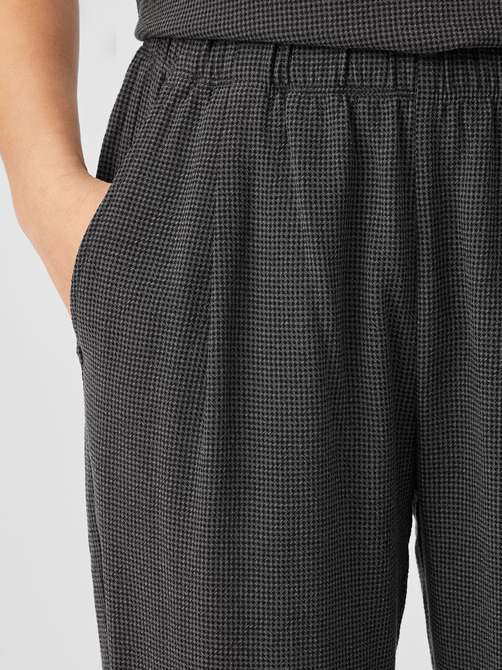 Mini Check Crepe Tapered Pant